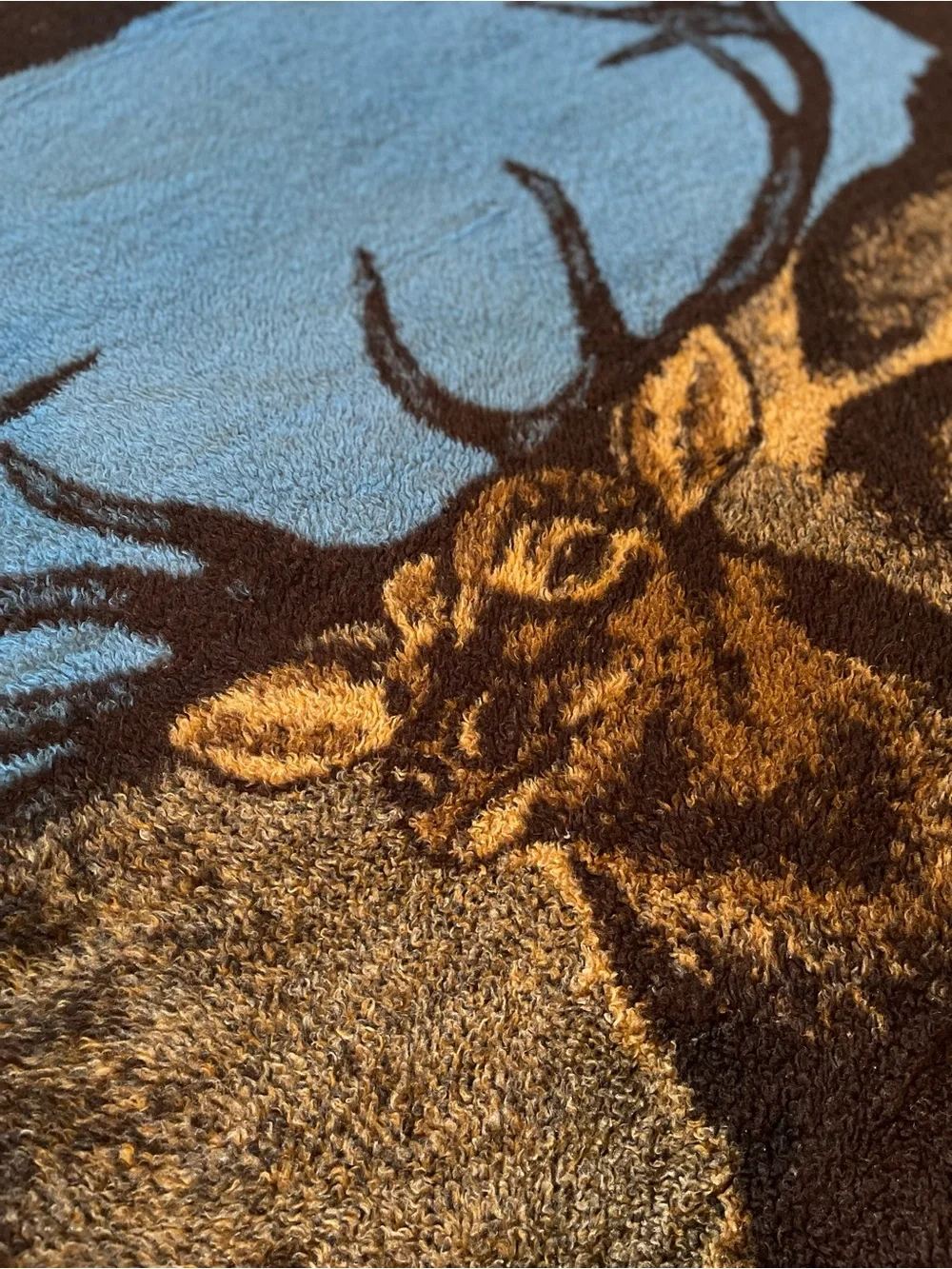 Vintage San Marcos Hi Pile Fleece Blanket Deer Buck 60”x 80”